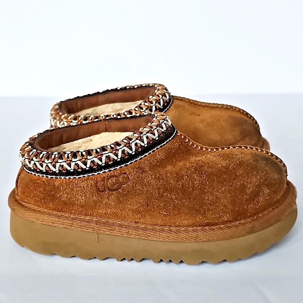 Toddler UGG Tasman Chestnut Suede Slip On Braid Clog‎ Slippers 1019066K Cozy